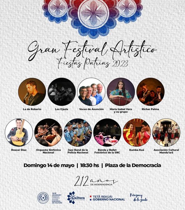 Realizaran un gran festival artístico por los 212 años de independencia del Paraguay