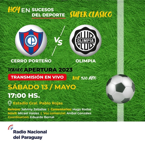 El partido de Cerro Porteño vs. Olimpia se transmitirá por Radio Nacional del Paraguay 920 AM - .::Agencia IP::.