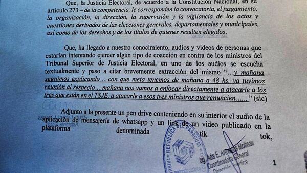 Los ministros del TSJE denuncian ante la Fiscalía video con amenaza