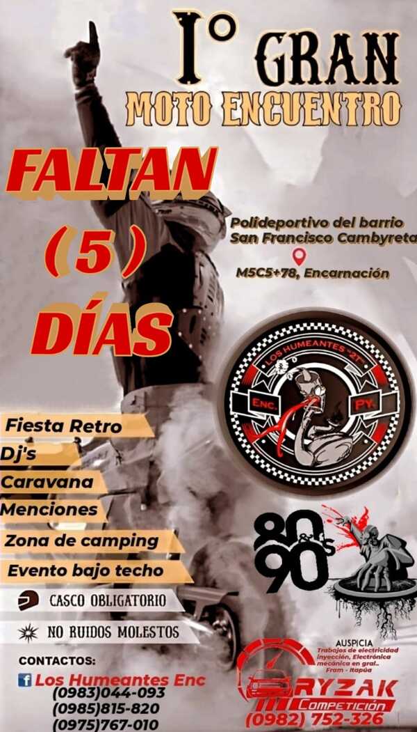 Invitan a la primera edición de Moto Encuentro y fiesta retro en Cambyreta