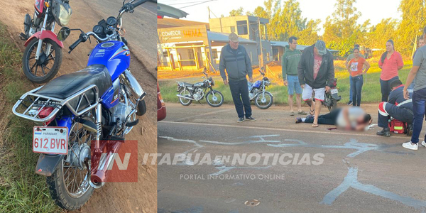 MOTOCICLISTA RESULTÓ HERIDO TRAS ROCE Y DESPISTE SOBRE RUTA PY06 - Itapúa Noticias
