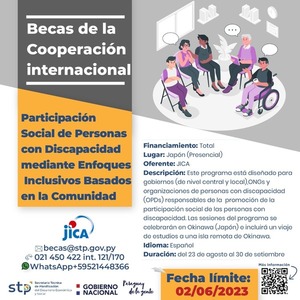 JICA ofrece beca con financiamiento total sobre participación social de personas con discapacidad - .::Agencia IP::.