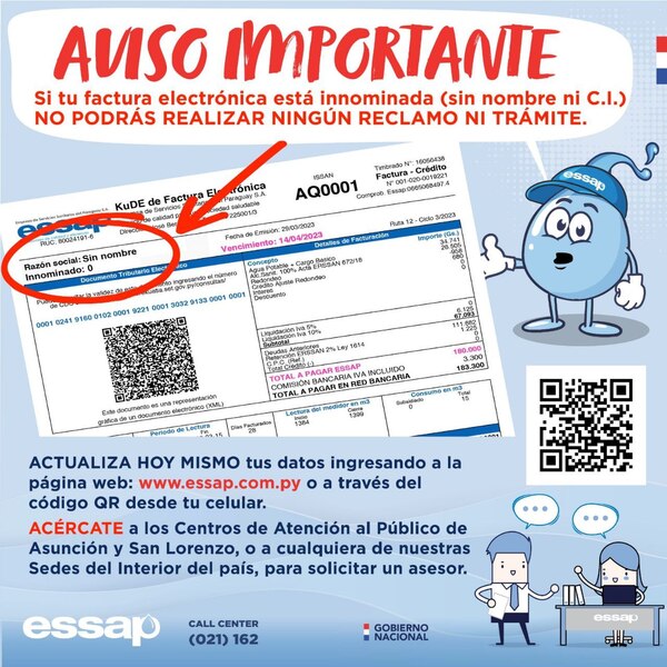 Essap insta a actualizar datos para evitar problemas con los trámites o reclamos