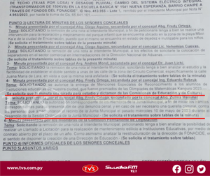JUNTA MUNICIPAL APRUEBA QUERELLA CONTRA PERSONAS QUE AMEDRENTARON LA JUNTA EN LA SESIÓN PASADA