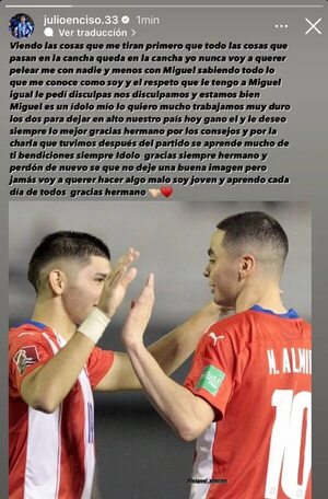 El mensaje de Julio Enciso tras el cruce con Miguel Almirón: “nos disculpamos y estamos bien”  - Fútbol Internacional - ABC Color