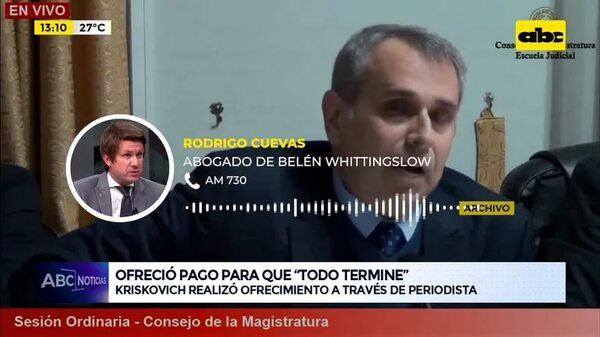 Video: Kriskovich ofreció pagar para que “todo termine”, según abogado de Whittingslow - ABC Noticias - ABC Color