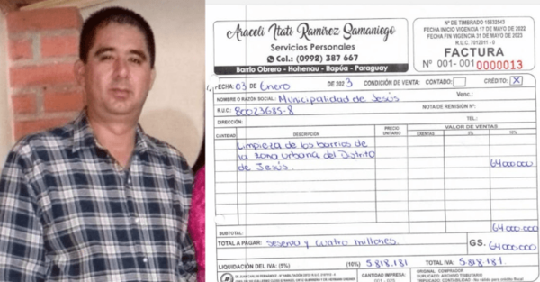 CON SOLO 20 AÑOS, JOVEN DE EDELIRA HABRÍA FACTURADO GS. 64.000.000 POR «LIMPIEZA DE BARRIOS» EN JESÚS DE TAVARANGUE