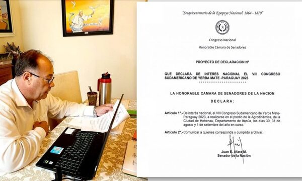 SENADOR AFARA PROPONE DECLARAR DE INTERÉS NACIONAL EL VIII CONGRESO SUDAMERICANO DE YERBA MATE A REALIZARSE EN PARAGUAY