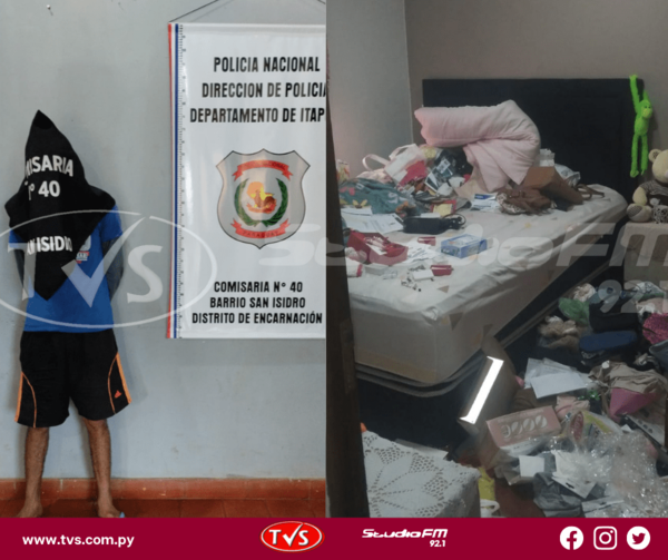 HOMBRE CON ARRESTO DOMICILIARIO Y VARIOS ANTECEDENTES FUE DETENIDO EN FLAGRANCIA DE HURTO EN ENCARNACIÓN