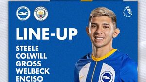 Julio Enciso, titular ante el Manchester City