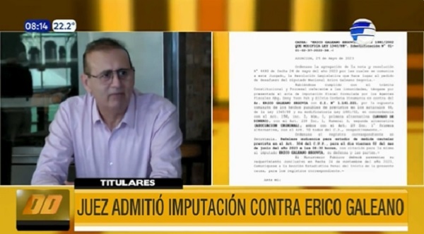 Juez convoca a Erico Galeano para la imposición de medidas