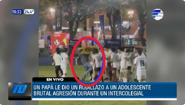 Captan agresión de padre a un alumno en intercolegial