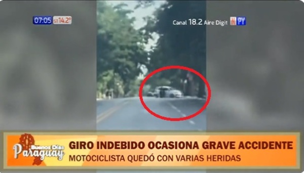 Giro a la izquierda acaba con impactante choque de motociclista