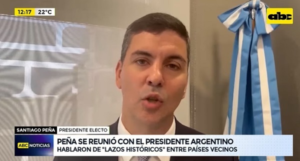 Santiago Peña y comitiva se reúnen con el presidente argentino Alberto Fernández