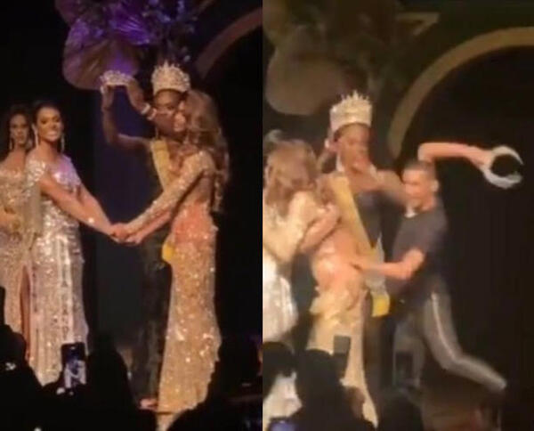 Rompió la corona porque su esposa no gano el concurso - C9N