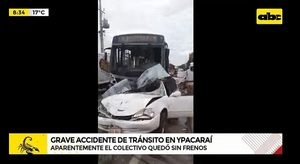 Bus queda sin frenos y provoca múltiple choque en Ypacaraí
