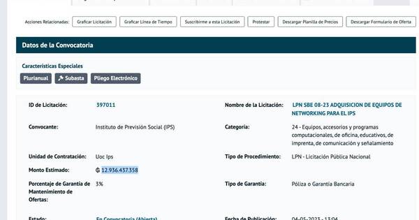 La Nación / El IPS apura otra megacompra de G. 13.000 millones para “networking”