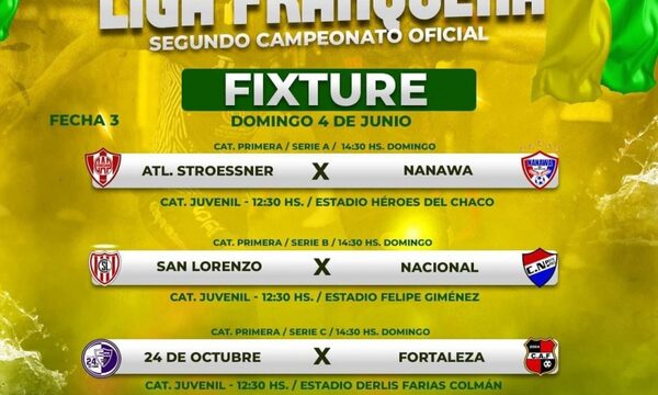 Agendan tercera fecha de la Liga Franqueña