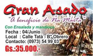 Gran Asado para solventar gastos médicos de Ña Marta