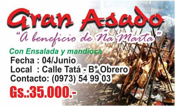 Gran Asado para solventar gastos médicos de Ña Marta