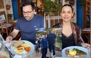 Julián y Melissa compartieron con su hijo un almuerzo de cumple