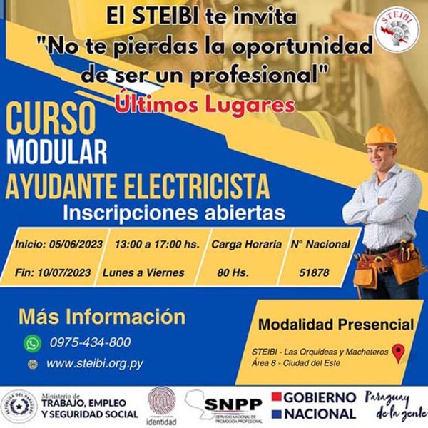 STEIBI promueve curso gratis de ayudante de electricista | DIARIO PRIMERA PLANA