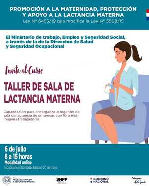 OFRECERÁN TALLER SOBRE “SALAS DE LACTANCIA MATERNA” EN ENCARNACIÓN