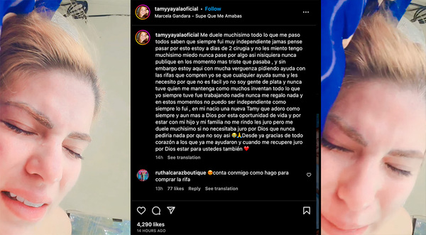 Tamy Ayala: “Aquí estoy con mucha vergüenza pidiendo ayuda” | OnLivePy