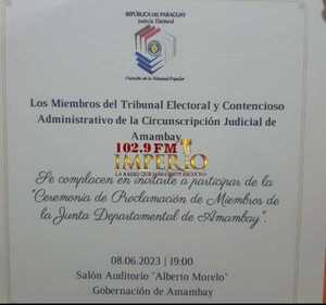 Tribunal Electoral proclamará a concejales departamentales electos - Radio Imperio