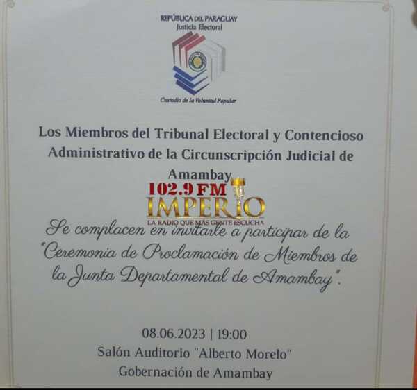 Tribunal Electoral proclamará a concejales departamentales electos - Radio Imperio