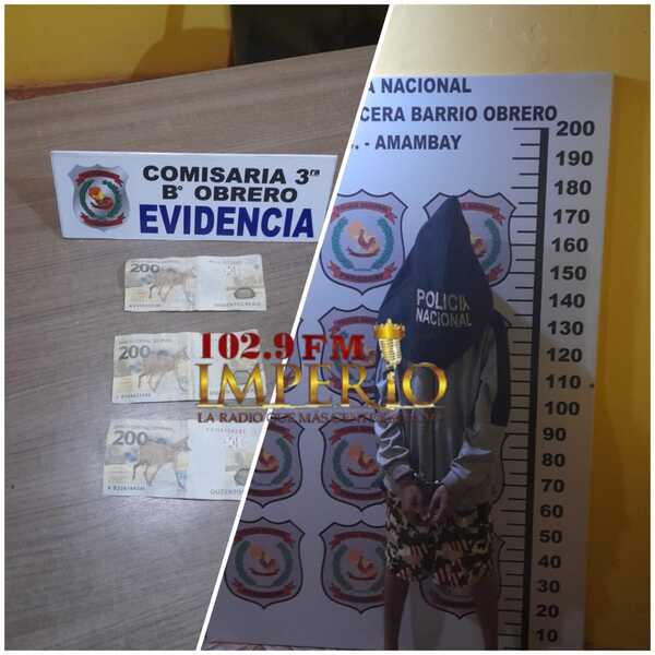 Policía detiene a un joven por realizar compras con billetes falsos - Radio Imperio