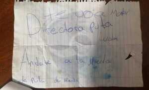 Dejan panfleto de amenaza a Directora del Colegio Florencio Acevedo