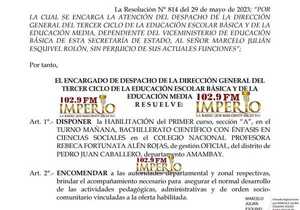 Habilitan apertura del nivel medio en la escuela Rebeca Alen - Radio Imperio