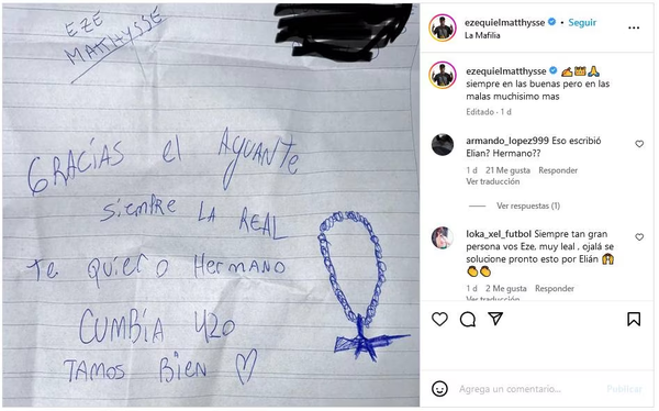 La carta que escribió L- Gante desde la cárcel: "Tamos bien"