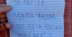 La Nación / Hallan advertencia de muerte contra docente en Zanja Pytã