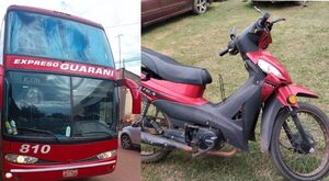 Motociclista resultó con lesiones tras rozar con un ómnibus de pasajero en San José - Noticiero Paraguay