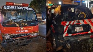 Vehículos de dos compañías de bomberos chocan en Ypané