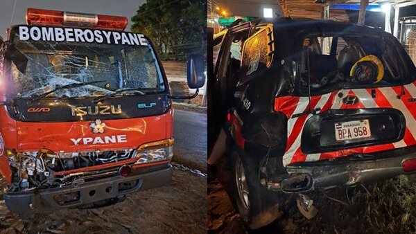 Vehículos de dos compañías de bomberos chocan en Ypané
