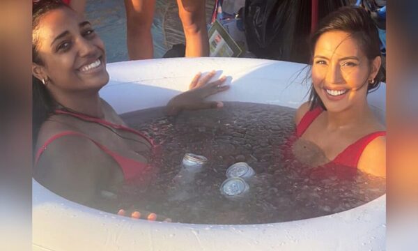 (VIDEO)Miss Grand Paraguay 2023 se bañó en una conservadora en la playa