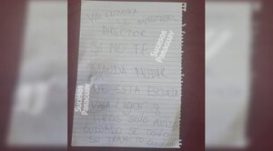 Suman y siguen las amenazas en escuelas, ahora en Zanja Pytâ: “Vas a ligar 8 tiros”