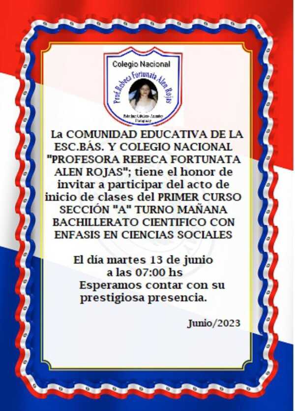 Comunidad educativa de Rebeca Alen invita a la inauguración del nivel medio - Radio Imperio