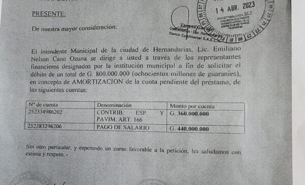 Nelson Cano usa cuenta de salarios de funcionarios para pagar préstamo