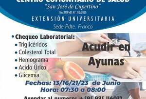 Estudiantes realizan chequeo laboratorial gratuito en Franco