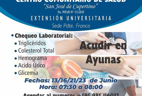 Estudiantes realizan chequeo laboratorial gratuito en Franco