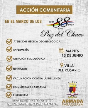 Armada Paraguaya realizan servicios a la comunidad de Villa del Rosario