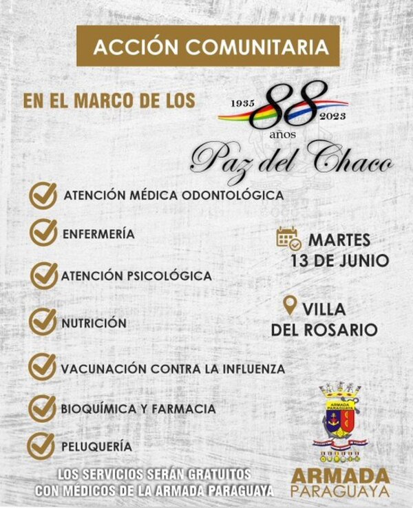 Armada Paraguaya realizan servicios a la comunidad de Villa del Rosario