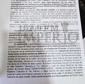 Juez emplaza a la Essap a reponer el suministro de agua potable a la Municipalidad - Radio Imperio