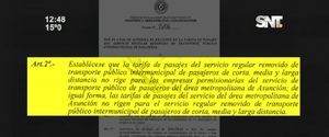 ¡Sorpresa! Aumentó la tarifa del pasaje - SNT