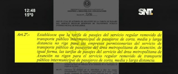 ¡Sorpresa! Aumentó la tarifa del pasaje - SNT