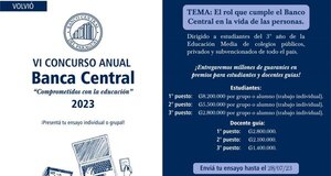 Vuelve el Concurso Banca Central, orientado a premiar a estudiantes de la Educación Media